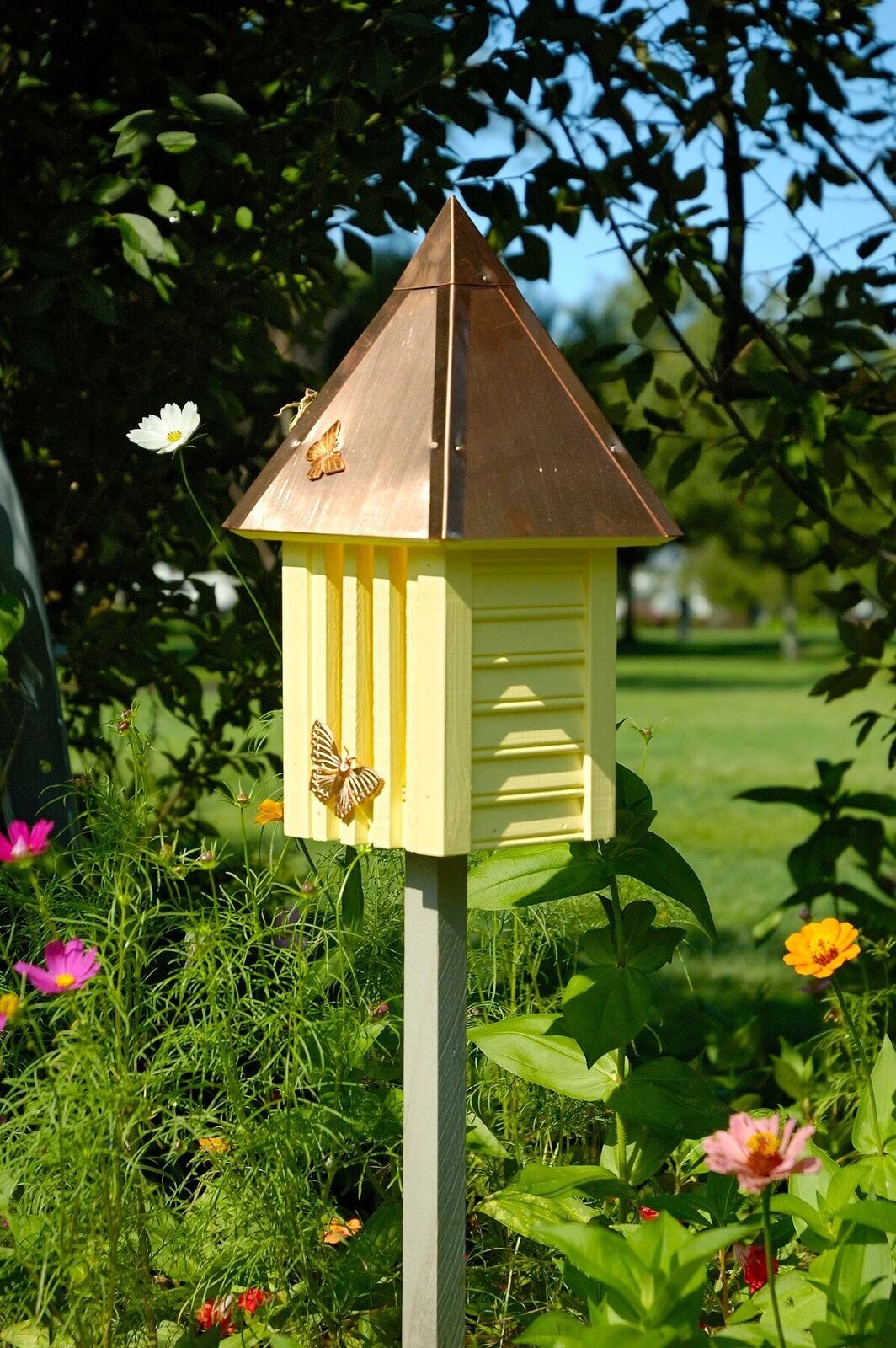 Heartwood Flutterbye Butterfly House -Yellow with Solid Copper Roof