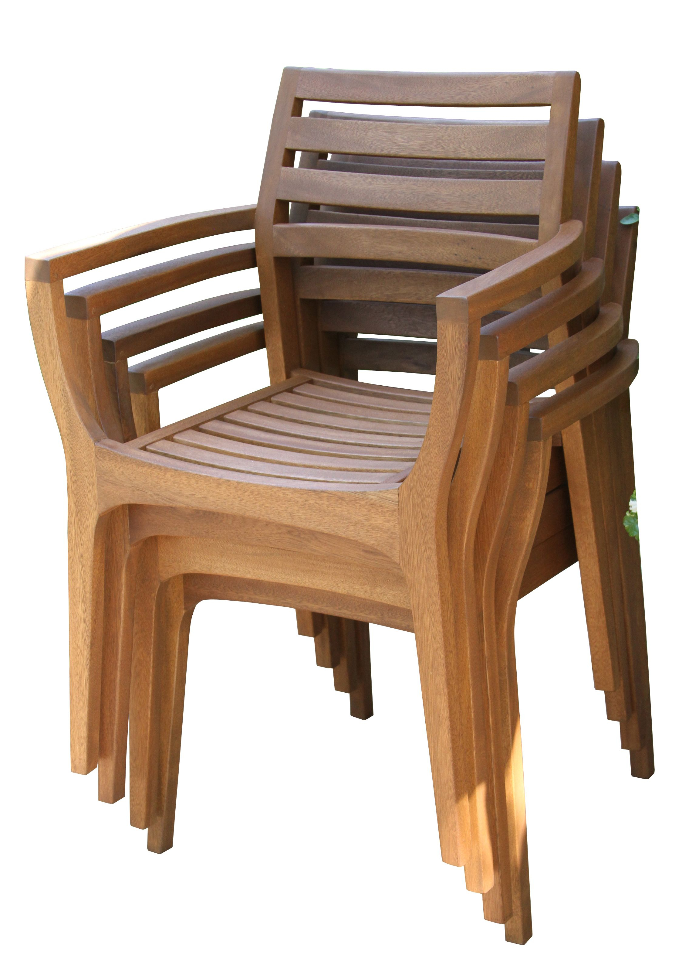 Outdoor Interiors Brazilian Eucalyptus Danish Stacking Chair - Set of 4