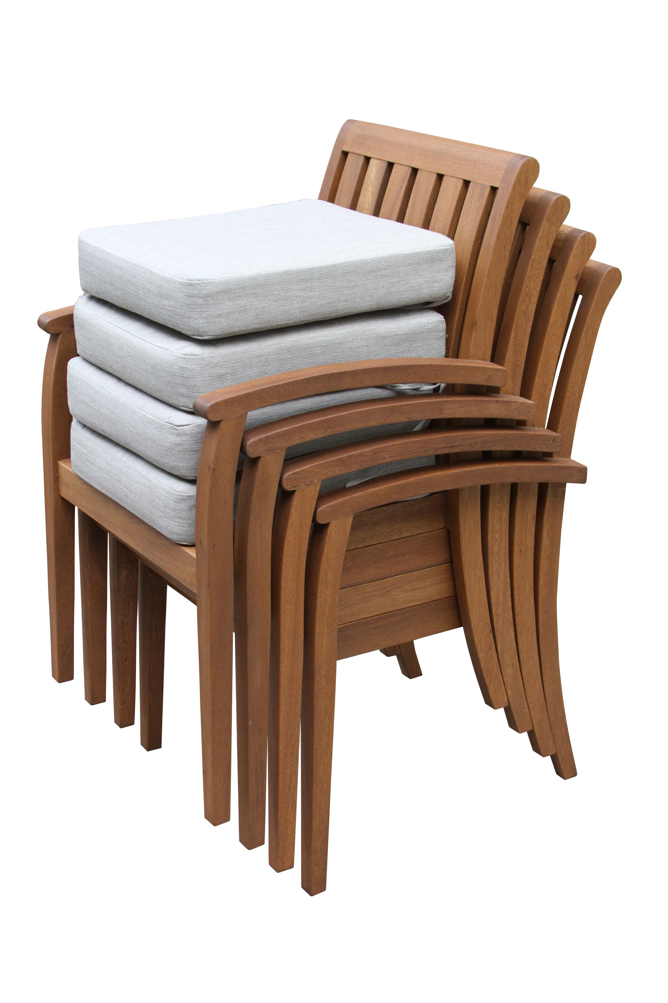 Outdoor Interiors Eucalyptus Deluxe Stacking Dining Armchairs - Set of 4