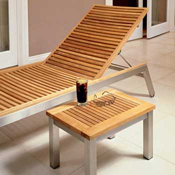 Barlow Tyrie Equinox Stainless Steel with Teak or Ceramic Side Table for Sun Lounger 