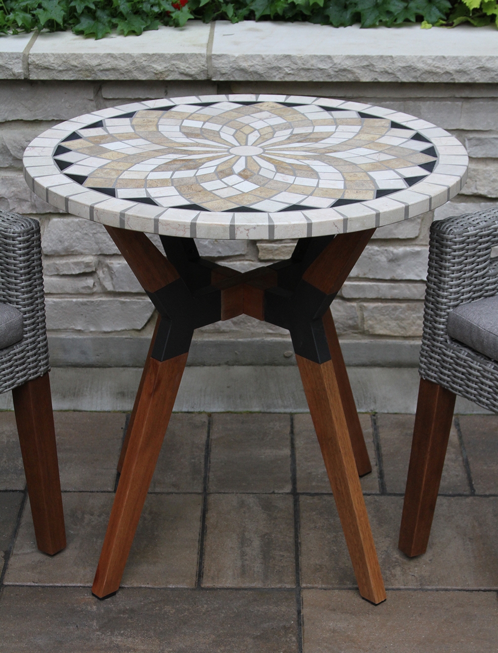 Outdoor Interiors 30" Marble Mosaic Bistro Table