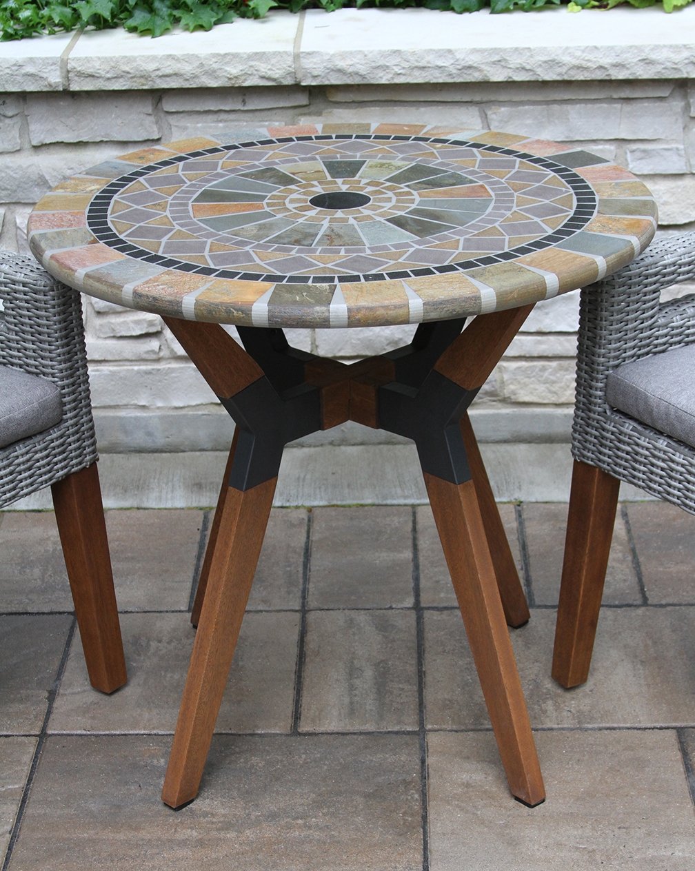 Outdoor Interiors 30" Sandstone Mosaic Bistro Table