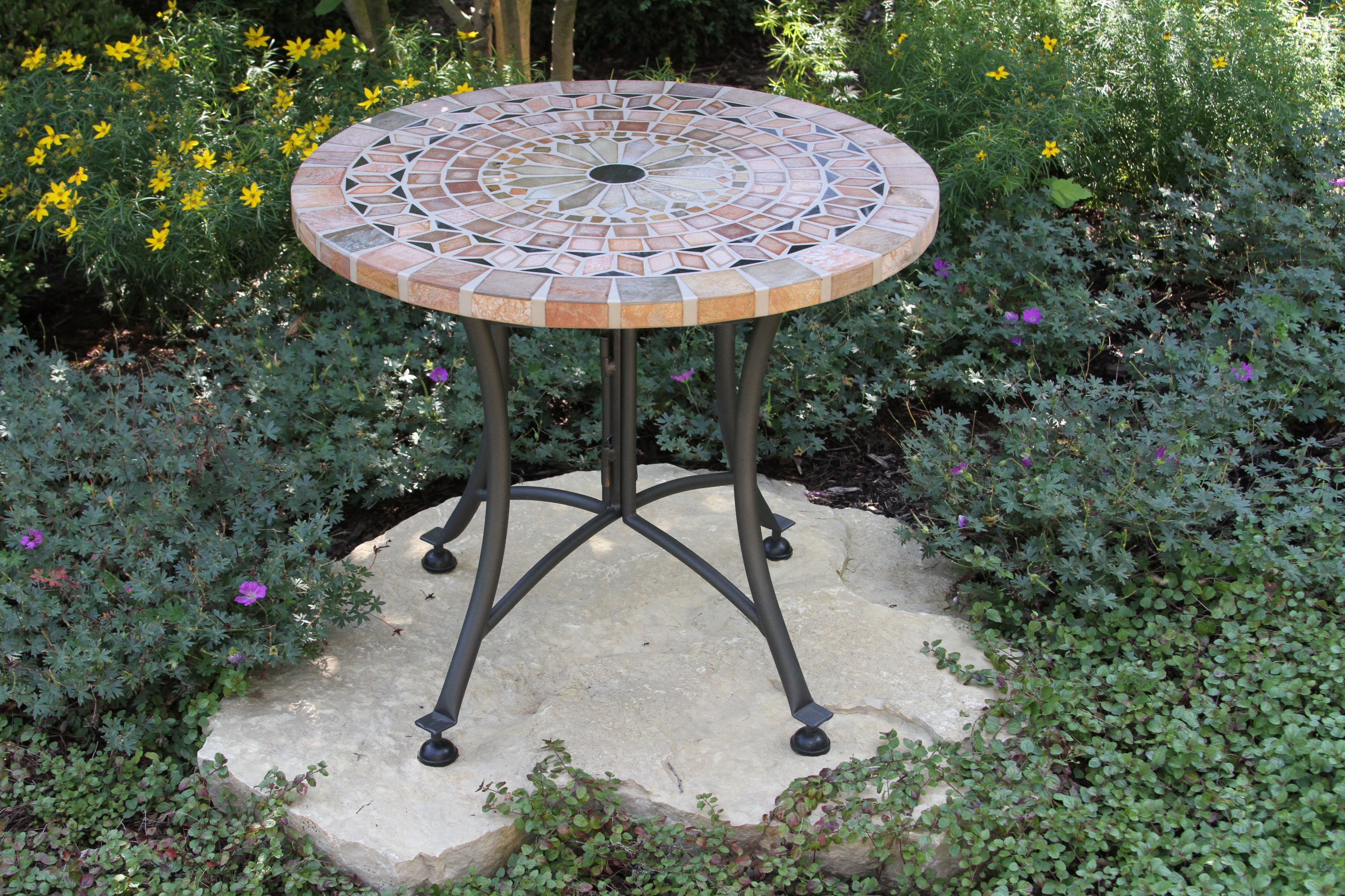 Outdoor Interiors 24" Matte Stone Mosaic Side Table