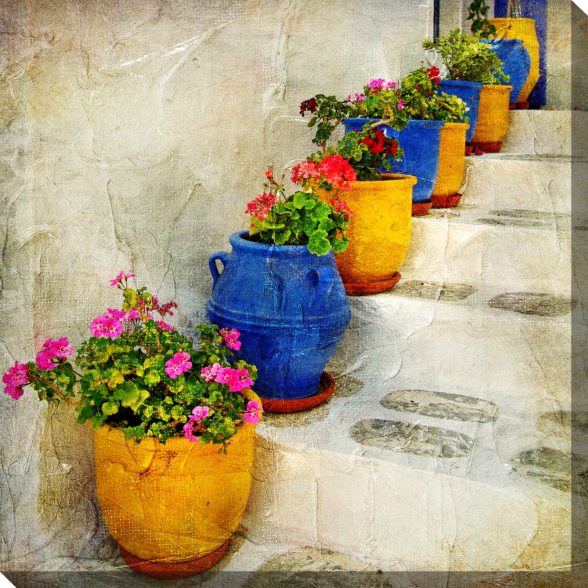 West of the Wind Outdoor Canvas 24”x24” Wall Art - Bright Pots