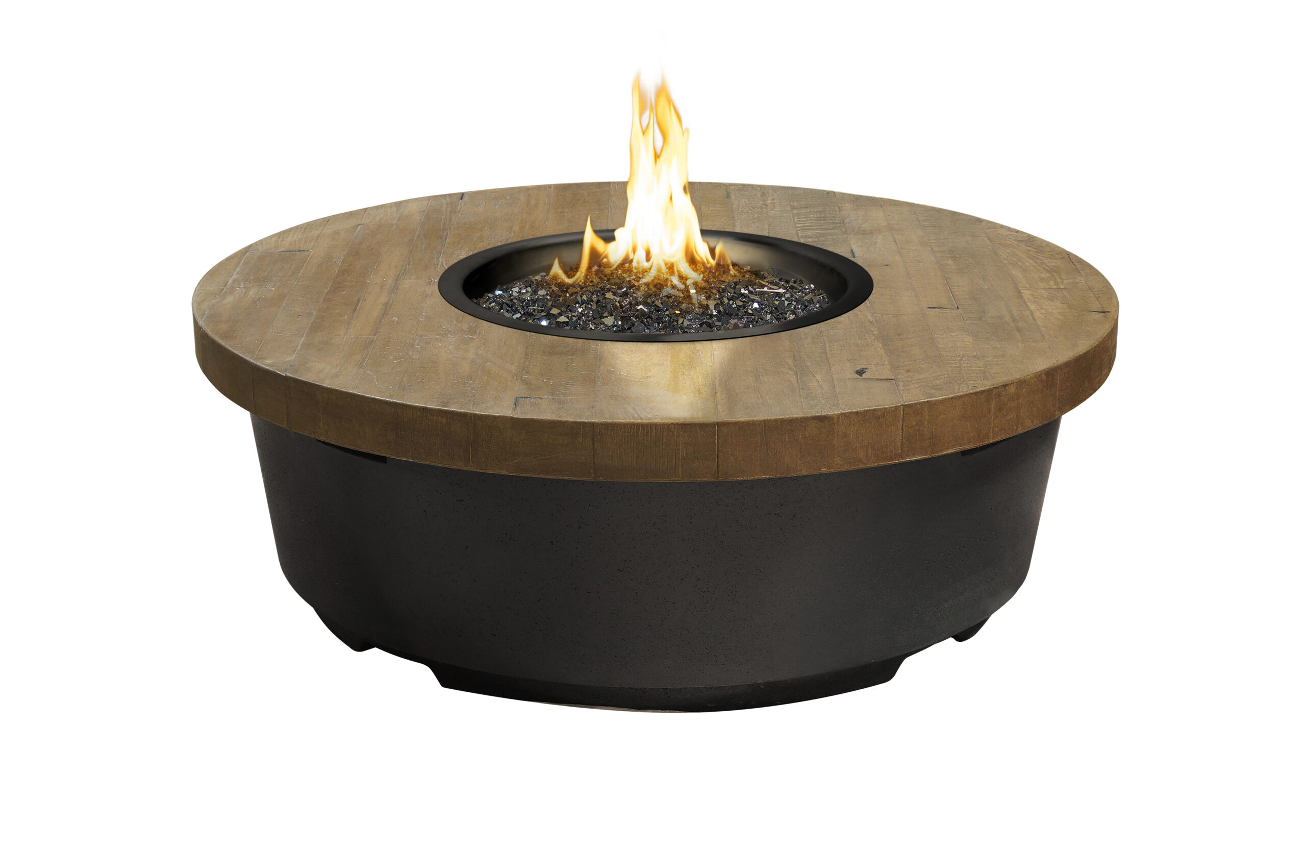 Contempo Round Fire Pit Table (Textured Finish or Reclaimed Wood)