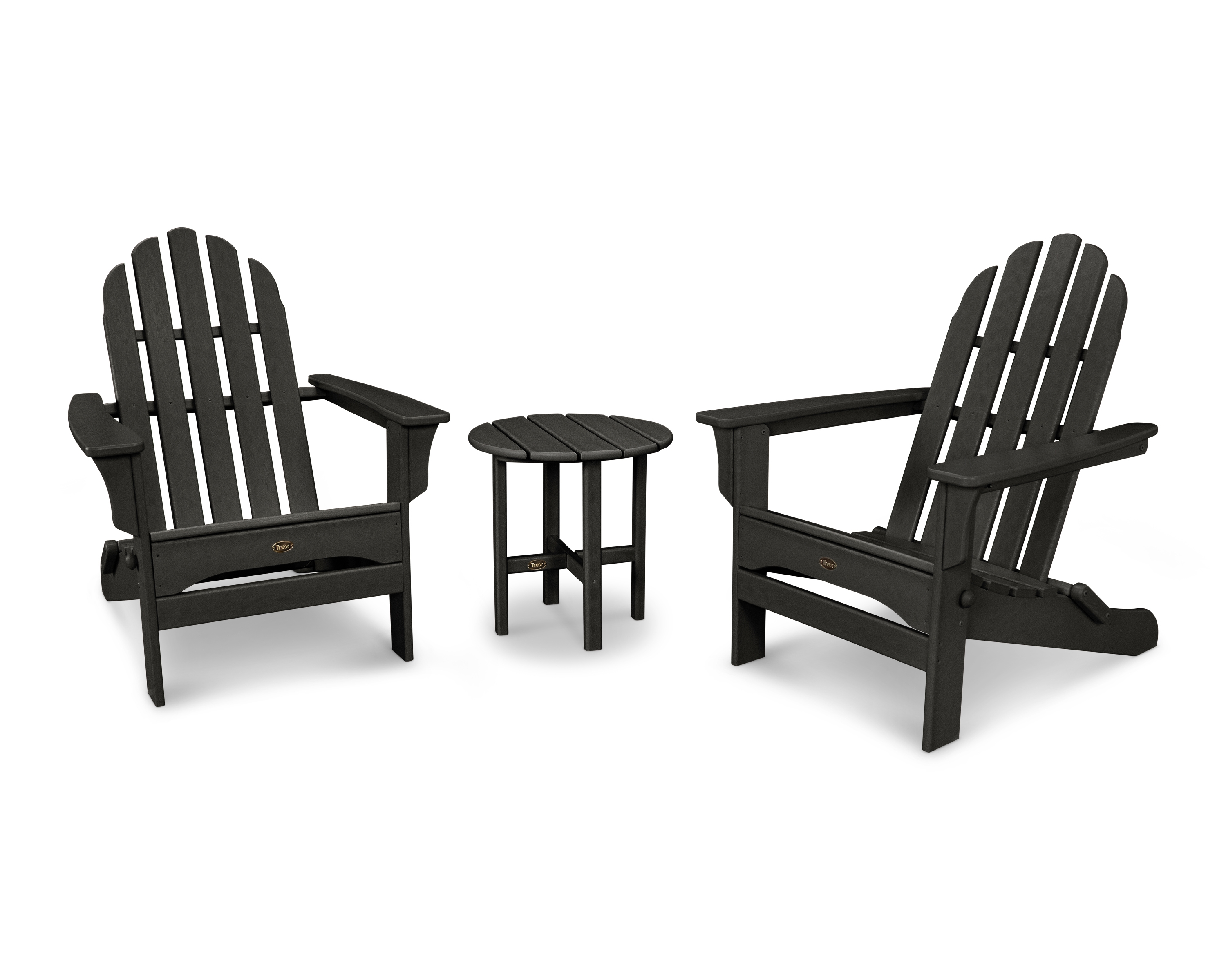 Trex® Outdoor Furniture™ Cape Cod Folding Adirondack Chairs with Side Table Ensemble