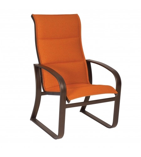 Woodard Cayman Isle Aluminum Padded Sling High-Back Dining Arm Chair