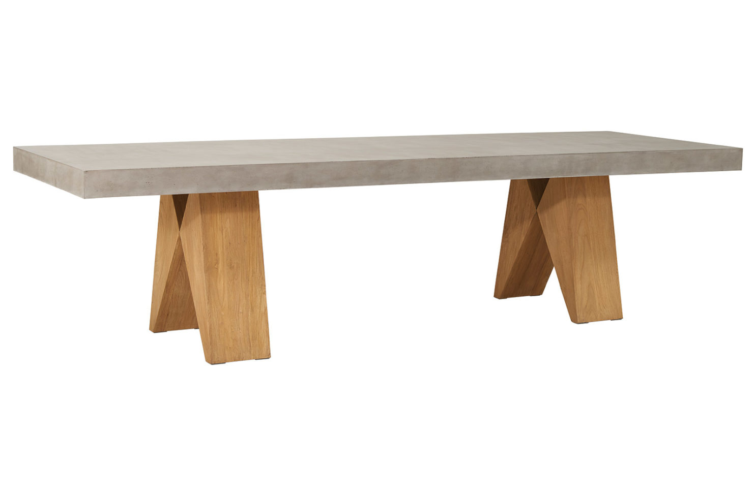 Seasonal Living Perpetual Concrete and Teak Clip Dining Table 118â€�- Slate Gray