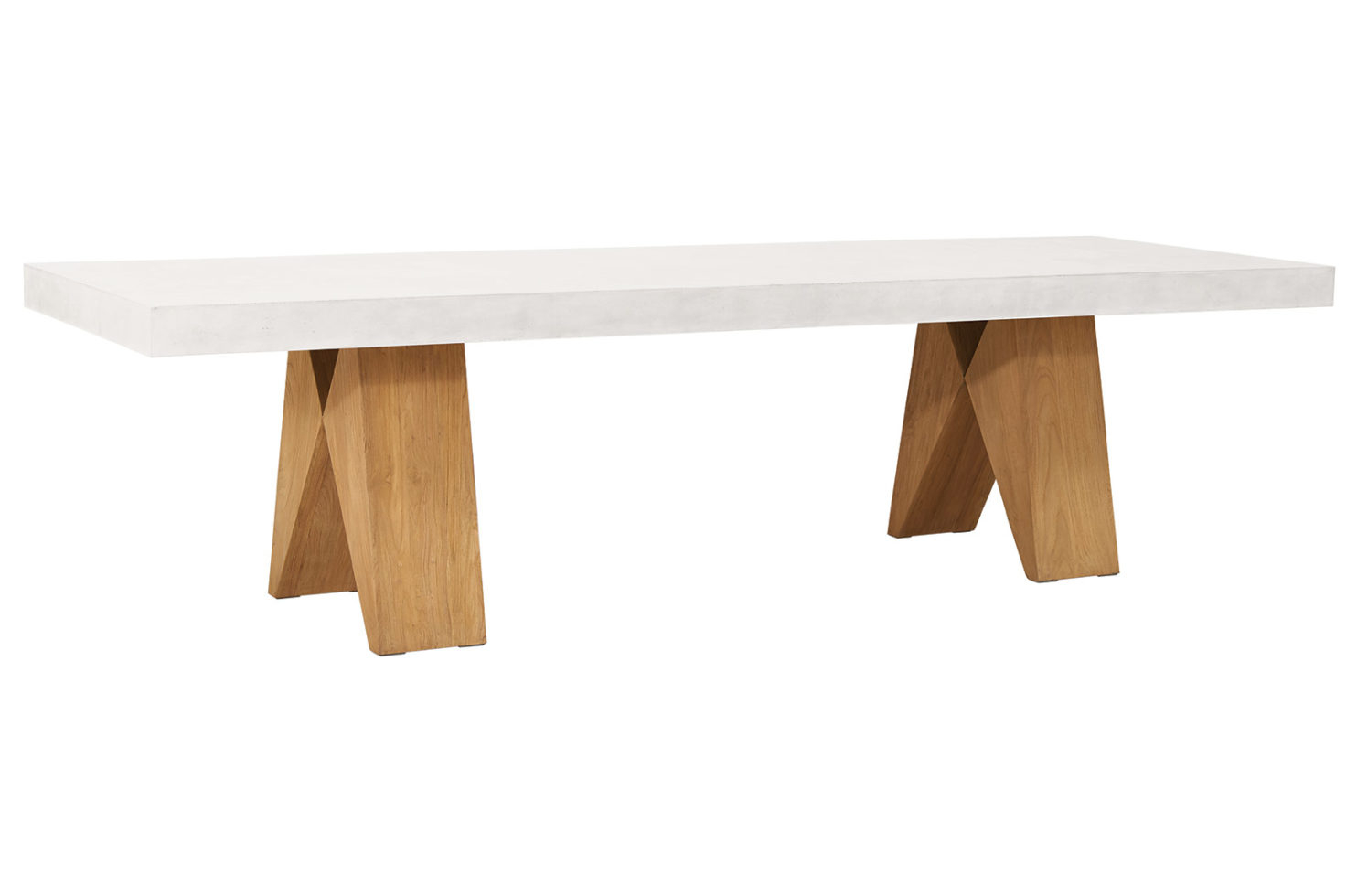 Seasonal Living Perpetual Concrete and Teak Clip Dining Table 118- Ivory White