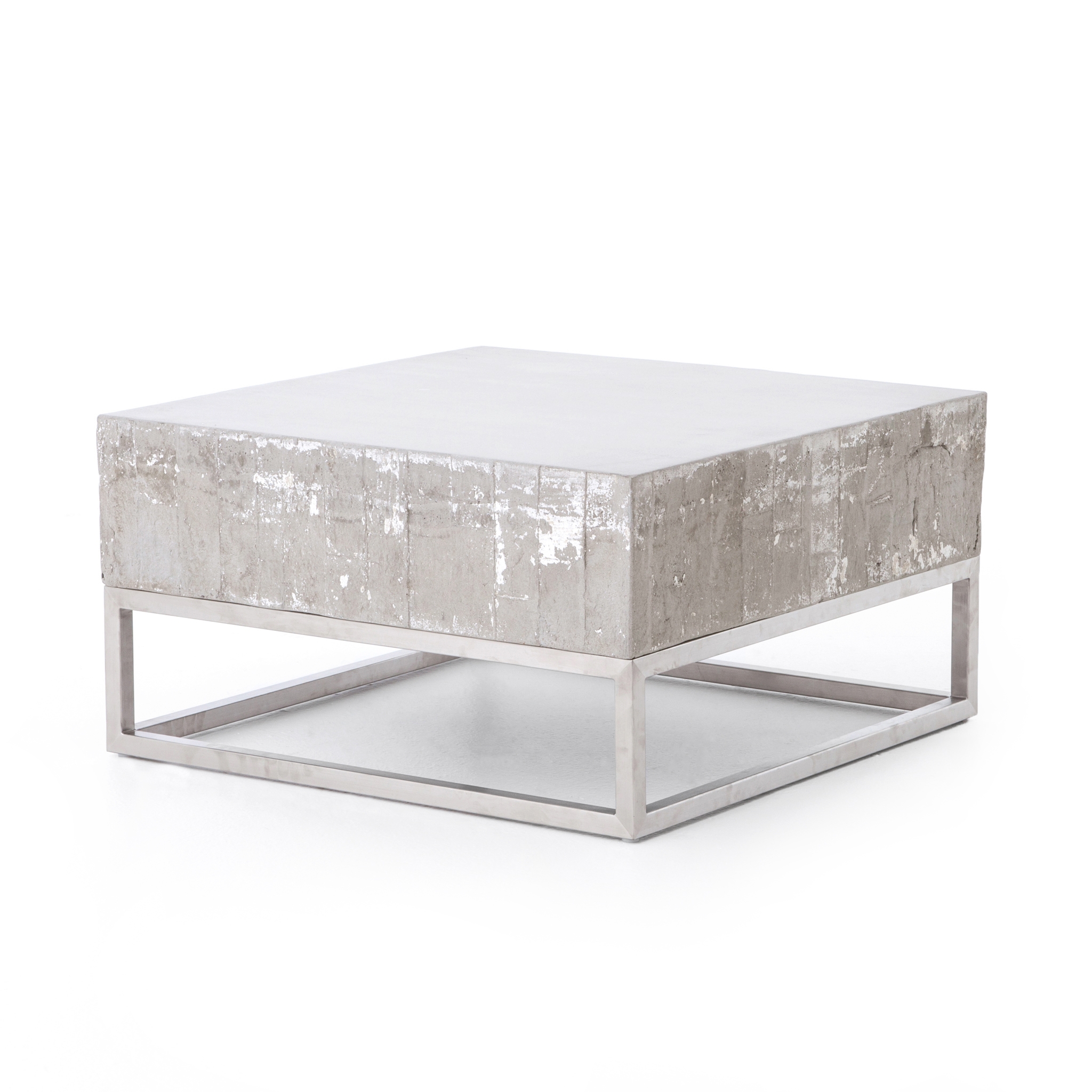 Concrete and Chrome Outdoor Coffee Table