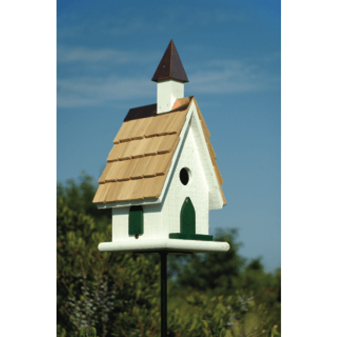 Heartwood Country Church Birdhouse - White with Copper Steeple  by Heartwood