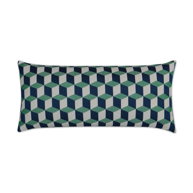Puzzle Emerald Lumbar Outdoor Pillow 24x12  by DV Kap
