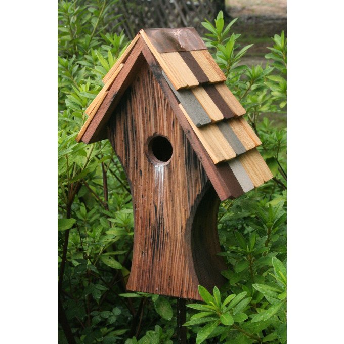 Heartwood Nottingham - Antique Cypress/Multi Colored Roof Birdhouse  by Heartwood