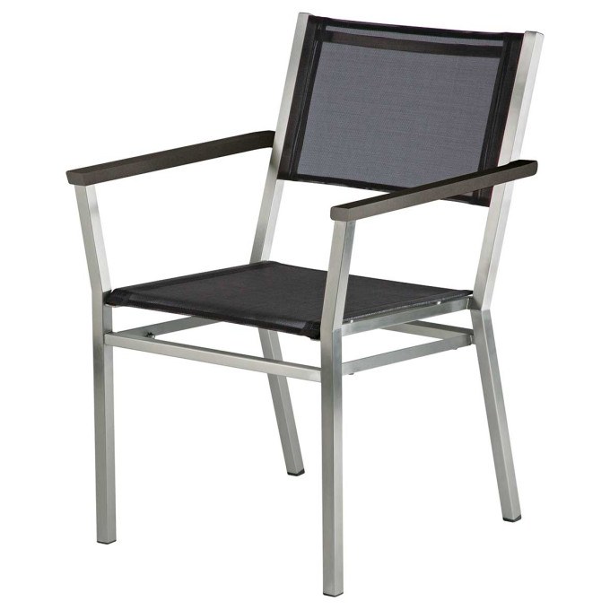 Barlow Tyrie Equinox Stainless Steel and Sling Carver Dining Armchair  by Barlow Tyrie