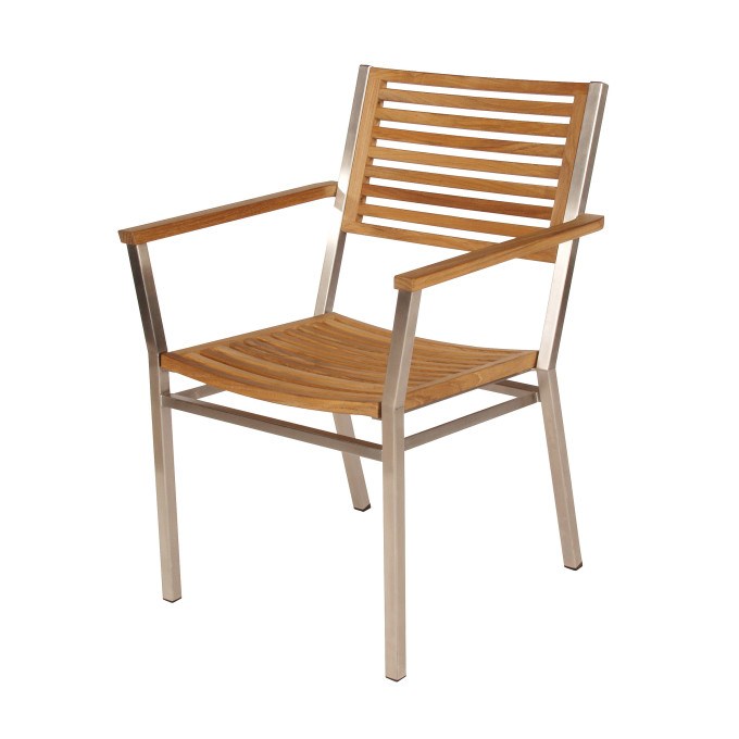 Barlow Tyrie Equinox Stacking Stainless Steel and Teak Carver Armchair