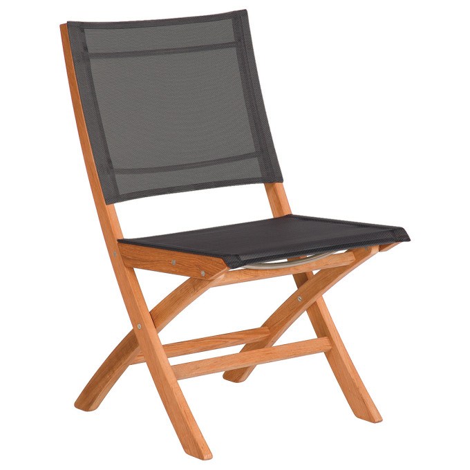 Barlow Tyrie Horizon Teak Folding Side Chair in Textilene Sling