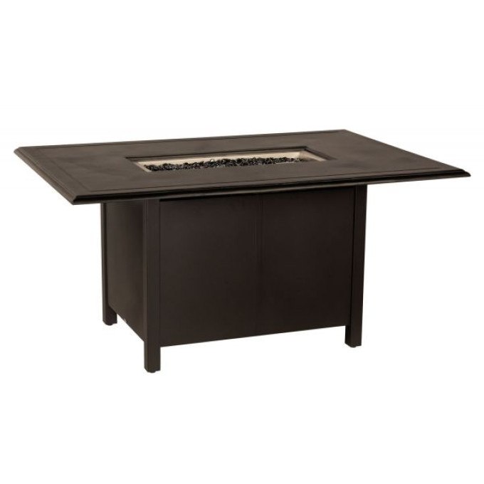 Woodard Solid Cast Complete Rectangle Dining Height Fire Table  by Woodard