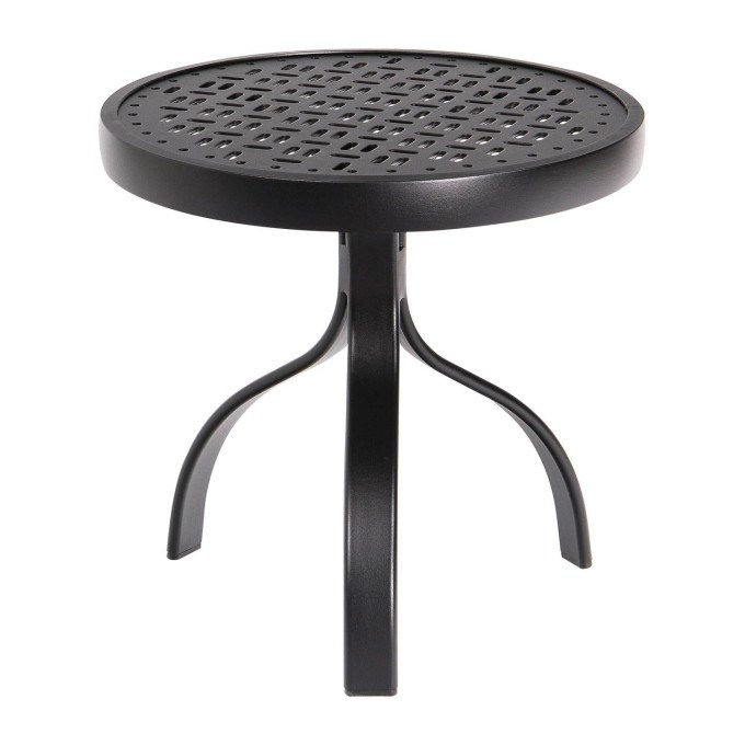 Woodard Deluxe Aluminum 18" Round End Table with Lattice Top