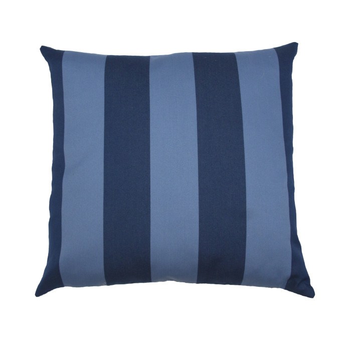Bahamas Blue Stripes Outdoor Pillow  by Square Feathers