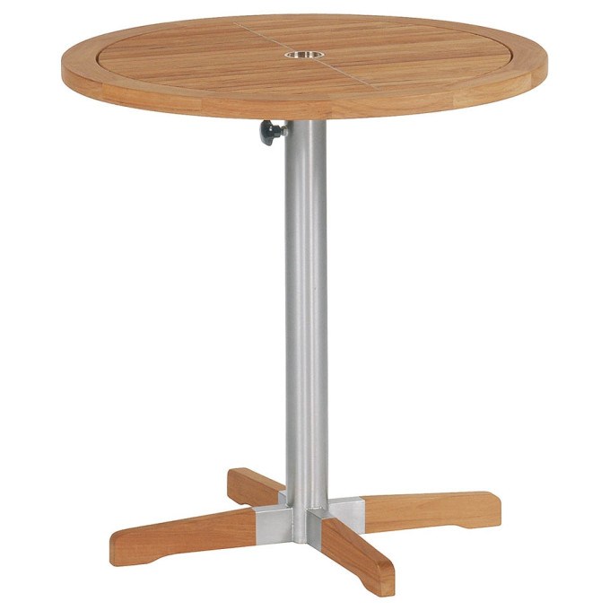 Barlow Tyrie Equinox Round Stainless Steel and Teak Bistro Table  by Barlow Tyrie