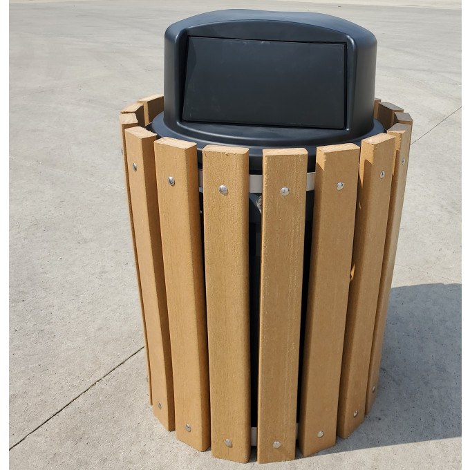 Dome Lid For Recycled Plastic Trash Receptacle  by Plastic Recycling of Iowa