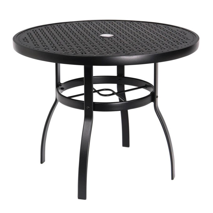 Woodard Deluxe Aluminum 36" Round Dining Umbrella Table with Lattice Top