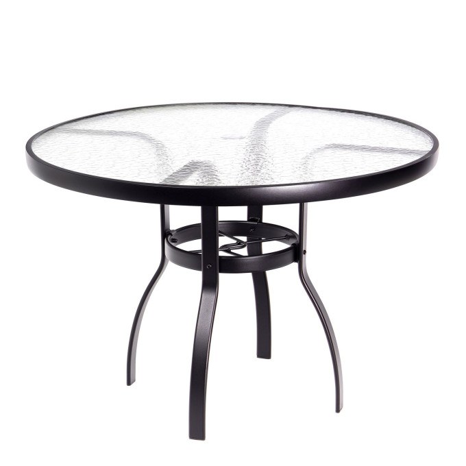 Woodard Deluxe Aluminum 42" Round Umbrella Dining Table with Acrylic Top