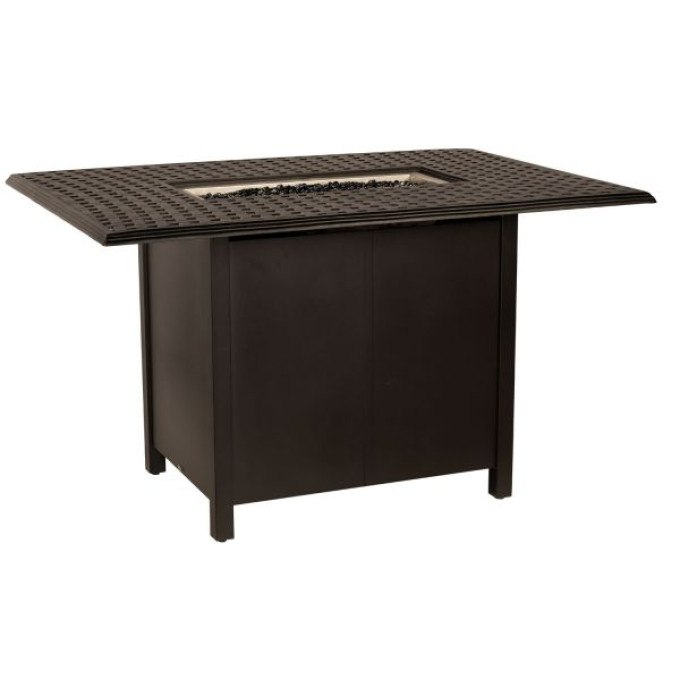 Woodard Thatch Complete Rectangle Counter Height Fire Table  by Woodard