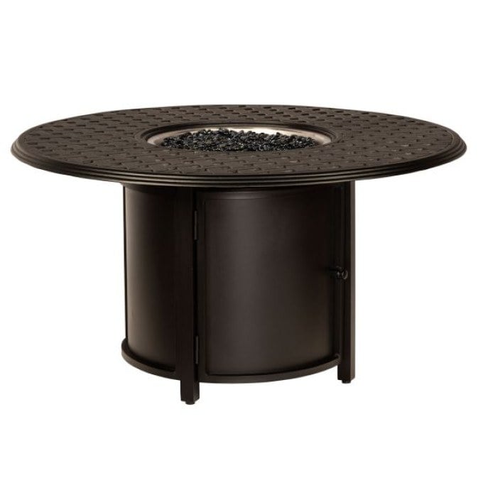 Woodard Thatch Complete Round Chat Height Fire Table  by Woodard