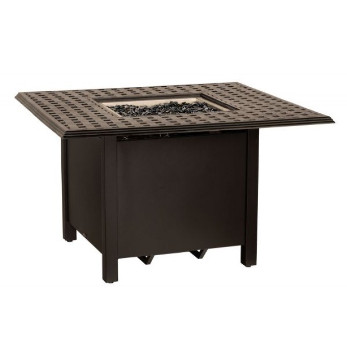 Woodard Thatch Complete Square Dining Height Fire Table  by Woodard