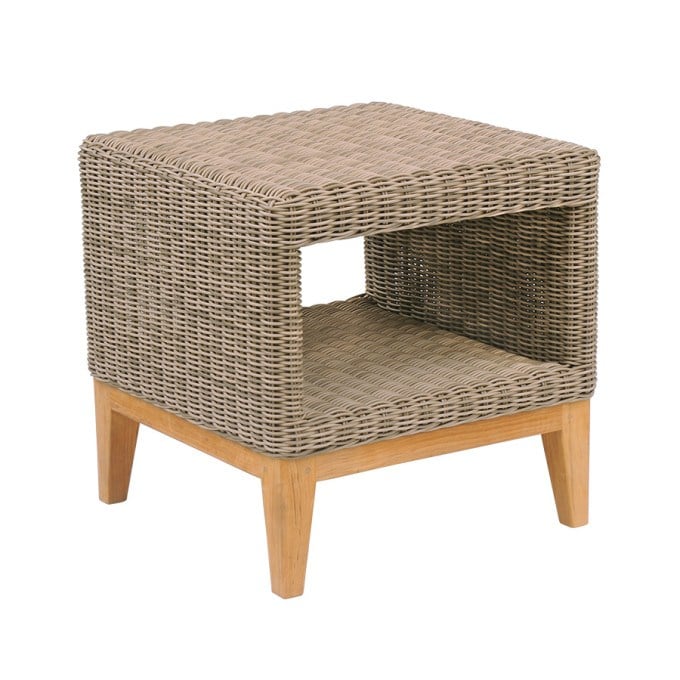 Kingsley Bate Frances Small Wicker Side Table with Glass