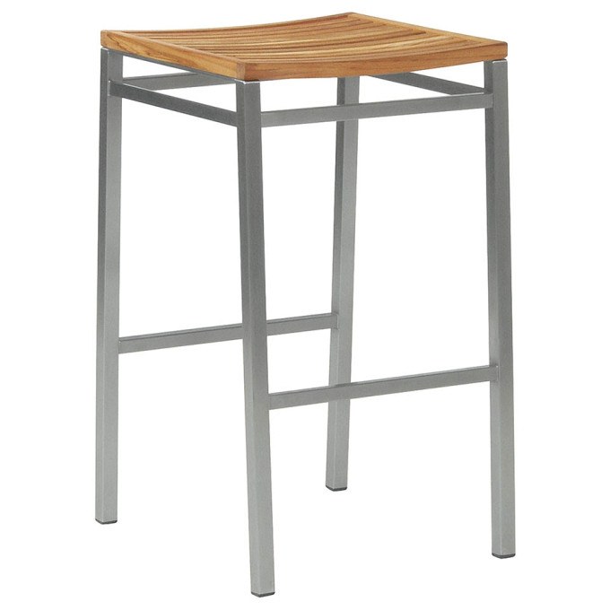 Barlow Tyrie Equinox Teak Stainless Steel and Teak Backless Bar Stool  by Barlow Tyrie