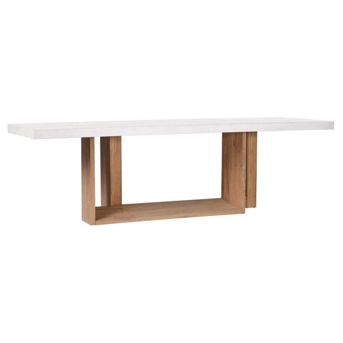 Seasonal Living Perpetual Concrete and Teak Lucca Counter Table – Ivory White  by Seasonal Living
