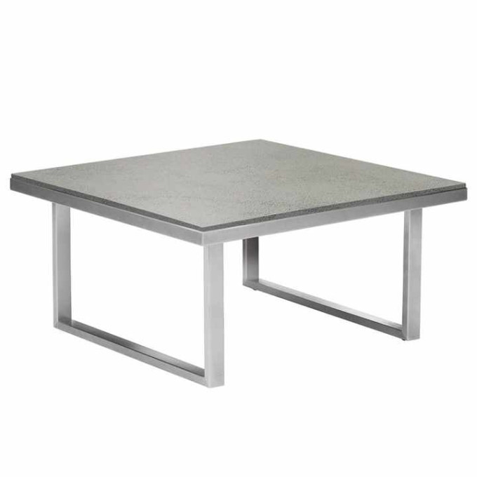 Barlow Tyrie Mercury Stainless Steel Square Low Coffee Table 30”