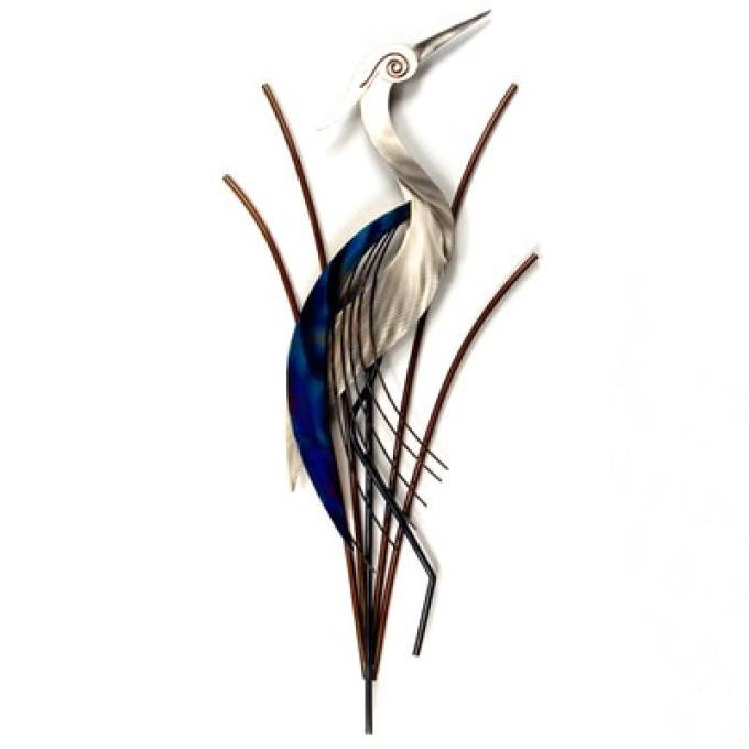 Copper Art Abstract Heron Head Up Metal Wall Sculpture  by Copper Art