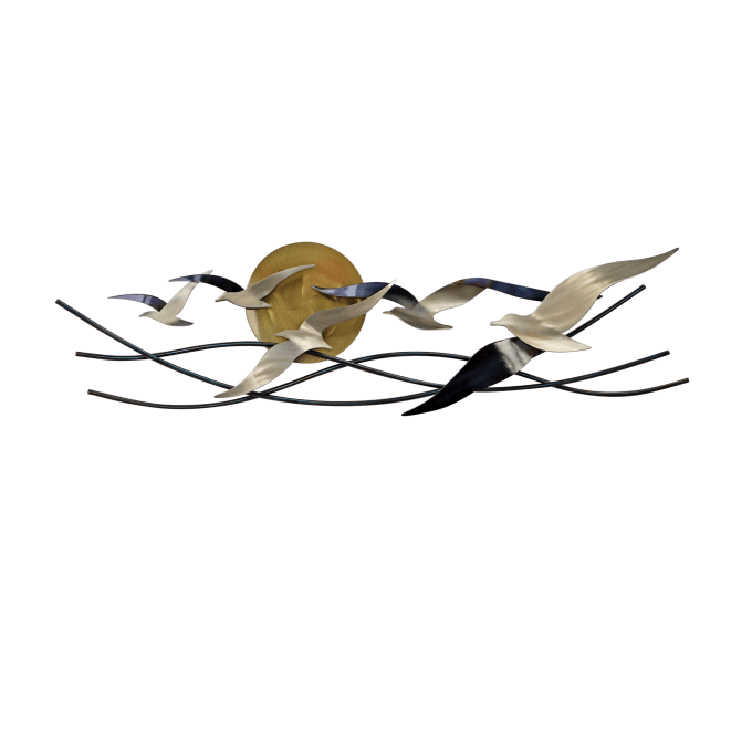 Copper Art Winged Surfers Metal Wall Sculpture  by Copper Art