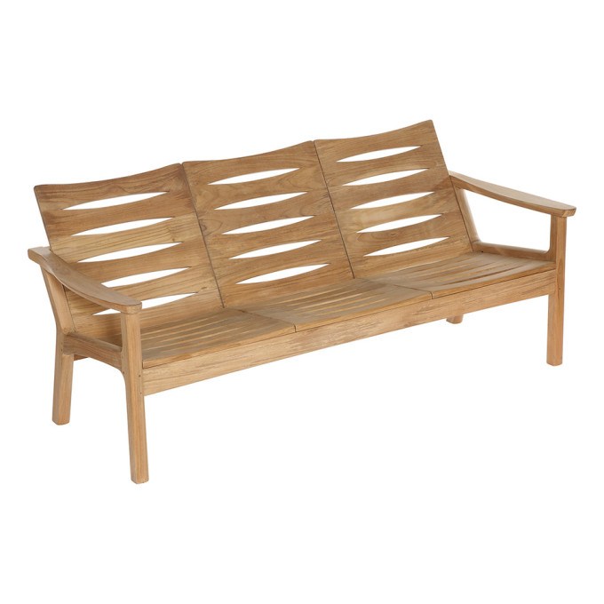 Barlow Tyrie Monterey Teak and Cord Deep Seating Three-Seater Settee