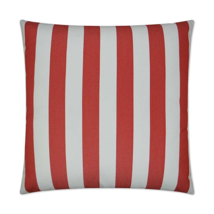 Cafe Stripe Red Outdoor Pillow 22x22  by DV Kap
