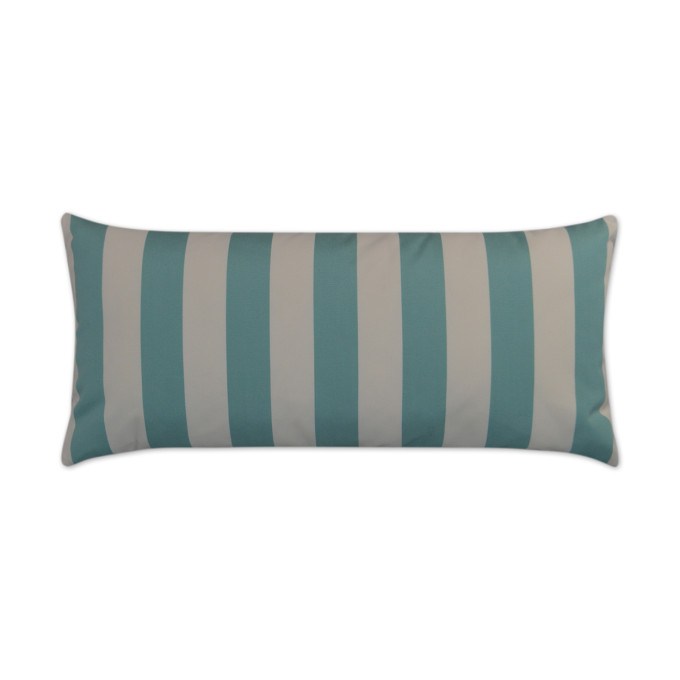 Cafe Stripe Aqua Lumbar Outdoor Pillow 24x12  by DV Kap