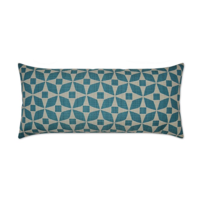 Marquee Turquoise Lumbar Outdoor Pillow 24x12  by DV Kap