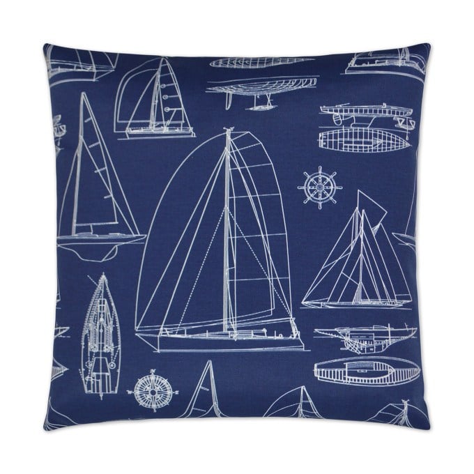 Sailing Navy Outdoor Pillow 22x22  by DV Kap