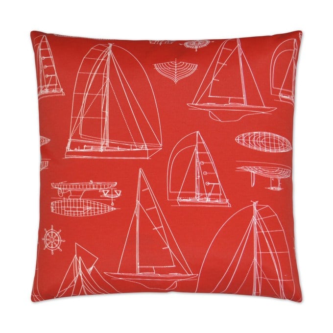 Sailing Red Outdoor Pillow 22x22  by DV Kap