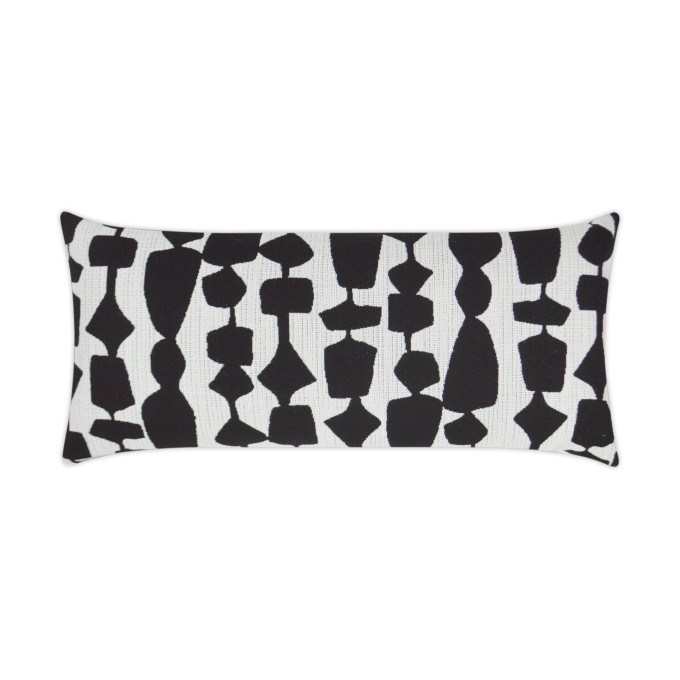 Freya Black Lumbar Outdoor Pillow 24x12  by DV Kap