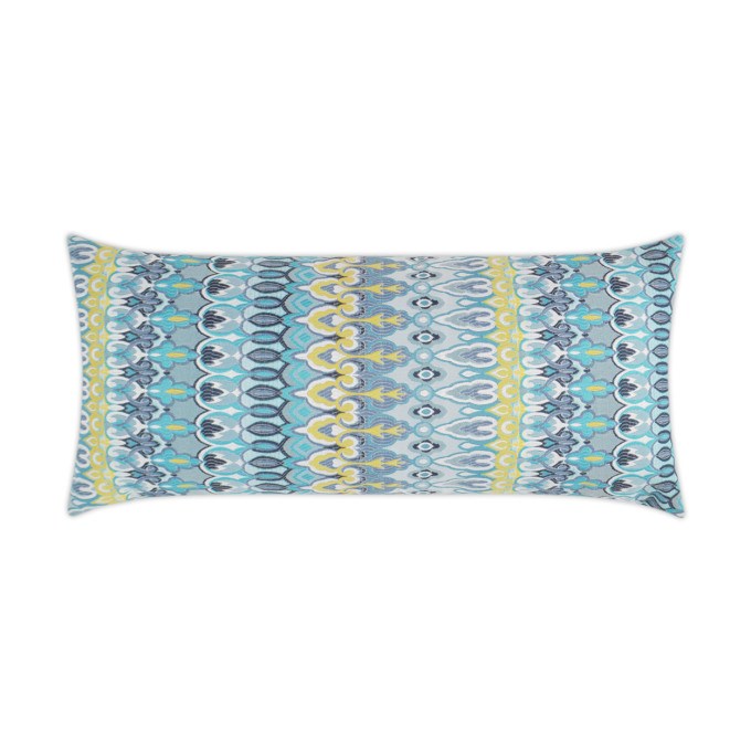 Kanthum Turquoise Lumbar Outdoor Pillow 24x12  by DV Kap