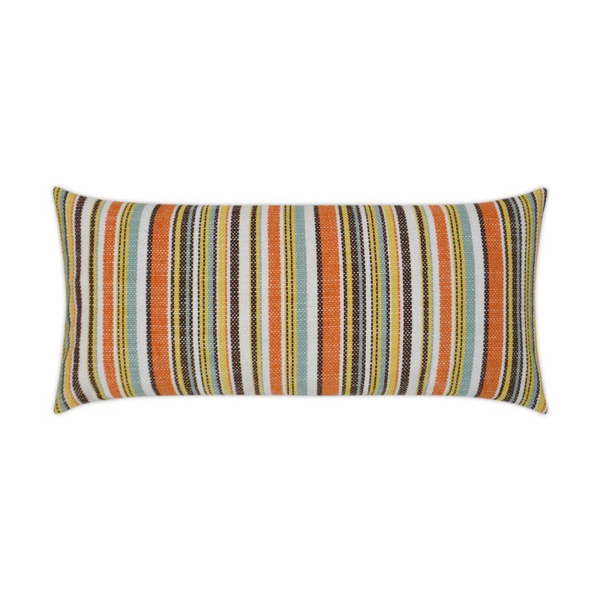 Fancy Stripe Multi Lumbar Outdoor Pillow 24x12  by DV Kap
