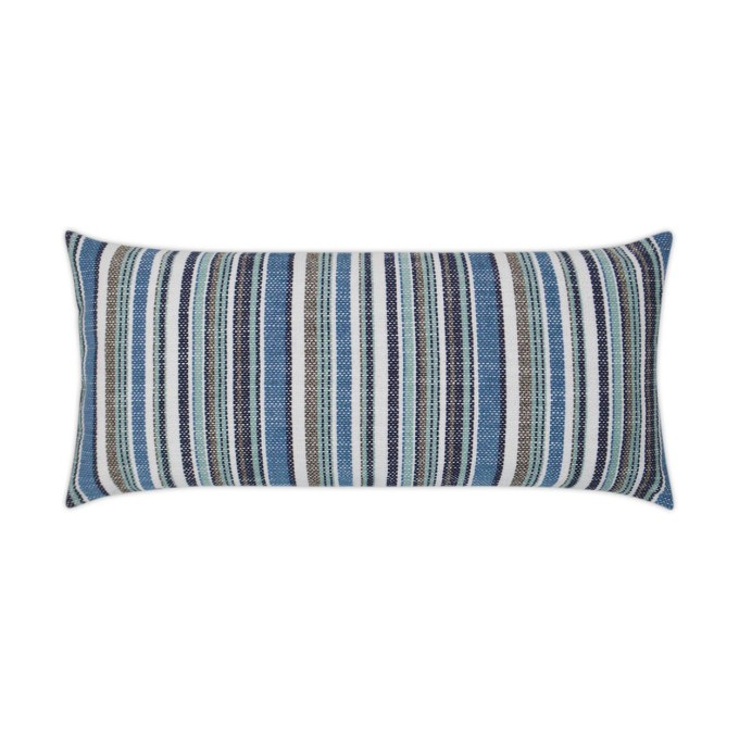 Fancy Stripe Navy Lumbar Outdoor Pillow 24x12  by DV Kap