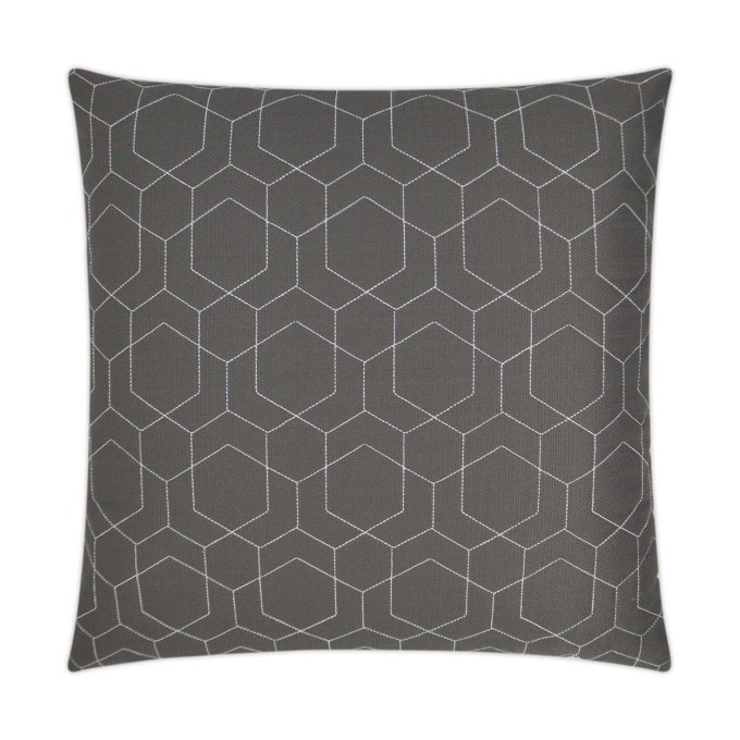 Hex Quilt Gray Outdoor Pillow 22x22  by DV Kap