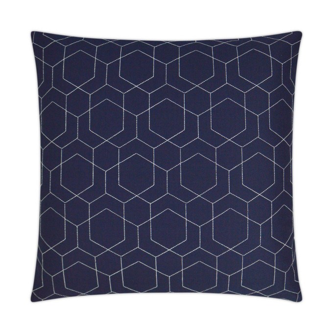 Hex Quilt Navy Outdoor Pillow 22x22  by DV Kap