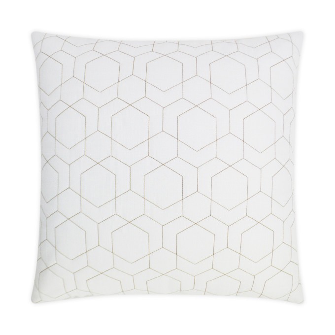 Hex Quilt White Outdoor Pillow 22x22  by DV Kap