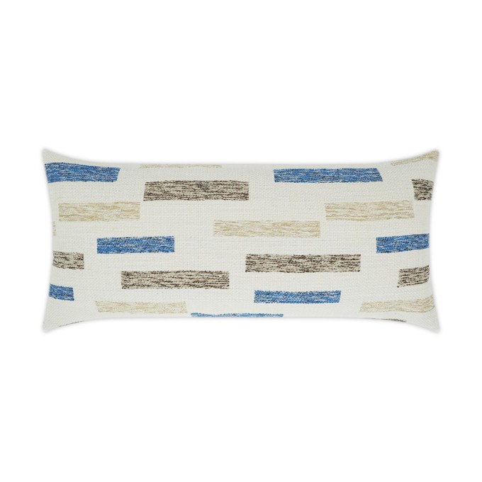 Blockweave Blue Lumbar Outdoor Pillow 24x12  by DV Kap
